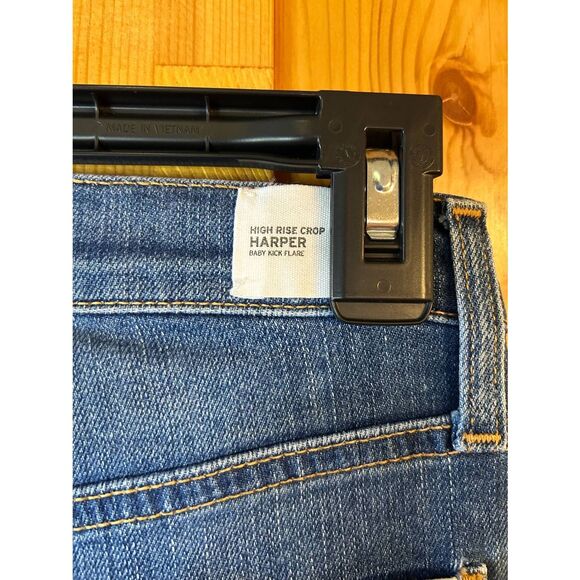 Hudson Harper High Rise Crop Flare Medium Wash Jeans Distressed Size 27 (8814) - Picture 5 of 8